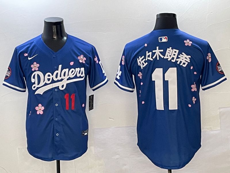 Men Los Angeles Dodgers #11 R.Sasaki Blue Sakura Edition 2025 Nike MLB Jersey style 3->los angeles dodgers->MLB Jersey